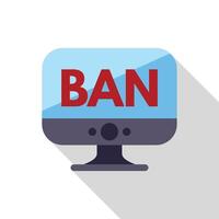 Computer monitor displaying ban message for online security vector