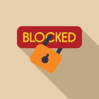 Closed padlock hanging on blocked sign showing security concept vector