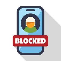 Smartphone showing blocked contact representing online safety and privacy vector
