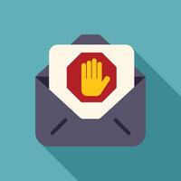 Envelope containing stop sign with hand showing refusal gesture vector