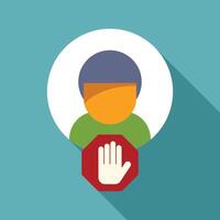 Person holding stop sign showing rejection and refusal vector