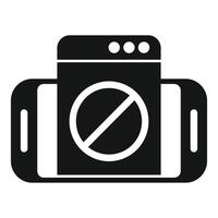 Smartphone showing blocked website icon in black and white vector