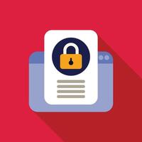 Website showing secure document on red background vector