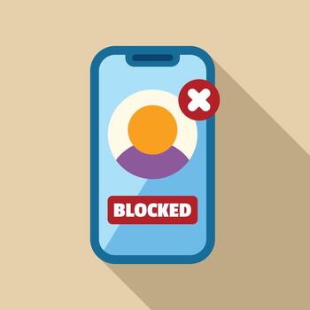 Smartphone is blocking a user with blocked sign on screen vector