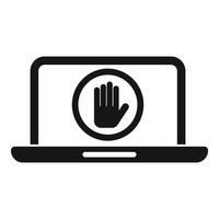 Laptop showing stop hand gesture for access denied vector