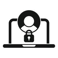 Computer security system protecting user data with locked padlock icon vector