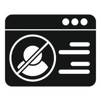 Web page showing user account being blocked vector