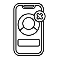 Line drawing of a smartphone with an account profile being deleted vector