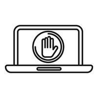 Laptop showing stop sign with hand gesture for access denied warning vector