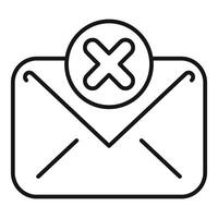 Mail envelope with cross mark showing email cancellation icon vector