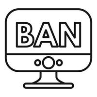 Computer screen displaying ban sign, internet censorship concept vector