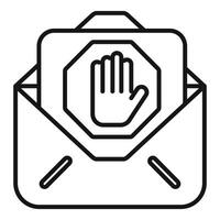 Open mail envelope with stop hand sign showing rejection vector