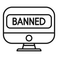 Desktop computer displaying banned message icon vector
