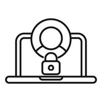 User account being protected by security padlock on laptop vector