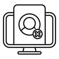 Computer showing account deletion symbol icon vector