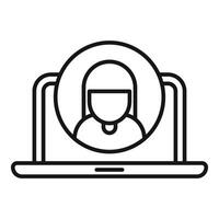 Online user account profile avatar showing on laptop screen vector