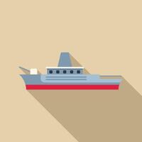 Military warship sailing on water with long shadow vector