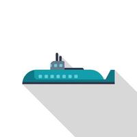 Military submarine floating in deep ocean water with long shadow vector