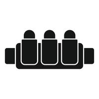 Three round cartridge belt for hunting rifle icon, simple style vector