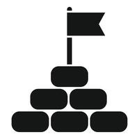 Flag standing on a pile of stones symbolizing success vector