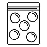 Zip lock bag containing set of six white round objects vector