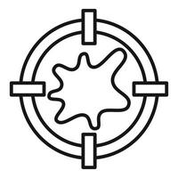 Sniper scope focusing on a blood splatter icon vector