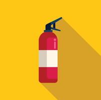 Fire extinguisher standing on yellow background with long shadow vector