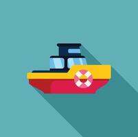 Small passenger boat sailing on turquoise water with long shadow vector