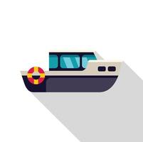 Pleasure boat floating on water with long shadow vector
