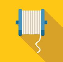 White string winding around blue spool on yellow background vector