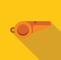 Orange whistle casting long shadow on yellow background vector