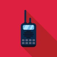 Walkie talkie transceiver radio communication device on red background vector