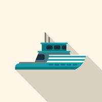 Modern yacht motor boat floating on water flat design icon with side shadow vector