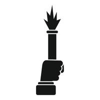 Hand holding burning torch icon simple style vector