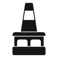 Black and white traffic cone standing on square base vector