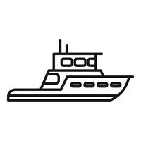 Passenger ferry boat floating on water line art icon vector