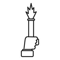 Hand holding burning torch icon outline style vector