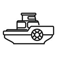 River boat floating on the water in black and white vector
