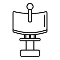 Curved interactive whiteboard with marker standing on adjustable stand icon outline style vector