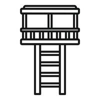 Wooden watchtower standing tall with ladder access vector