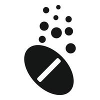 Black pill dissolving with bubbles icon showing medicine effect vector