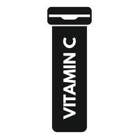 Vitamin c effervescent tablet tube icon, simple style vector