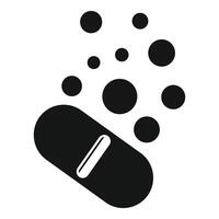 Black pill dissolving with bubbles on white background vector