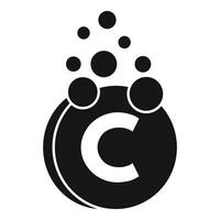 Black vitamin c icon releasing bubbles showing effervescent property vector
