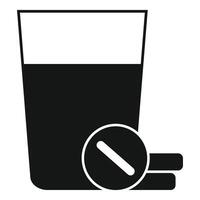 Glass of water with dissolving effervescent pill for treatment vector