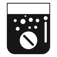 Effervescent pill dissolving in glass of water icon vector