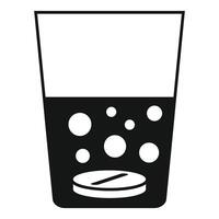 Effervescent tablet dissolving in a glass of water vector