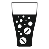 Glass with effervescent tablets dissolving in liquid vector