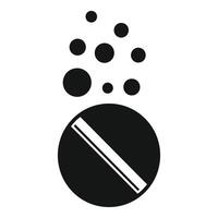 Black effervescent pill dissolving in water icon vector