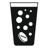 Effervescent pill dissolving in glass of water vector